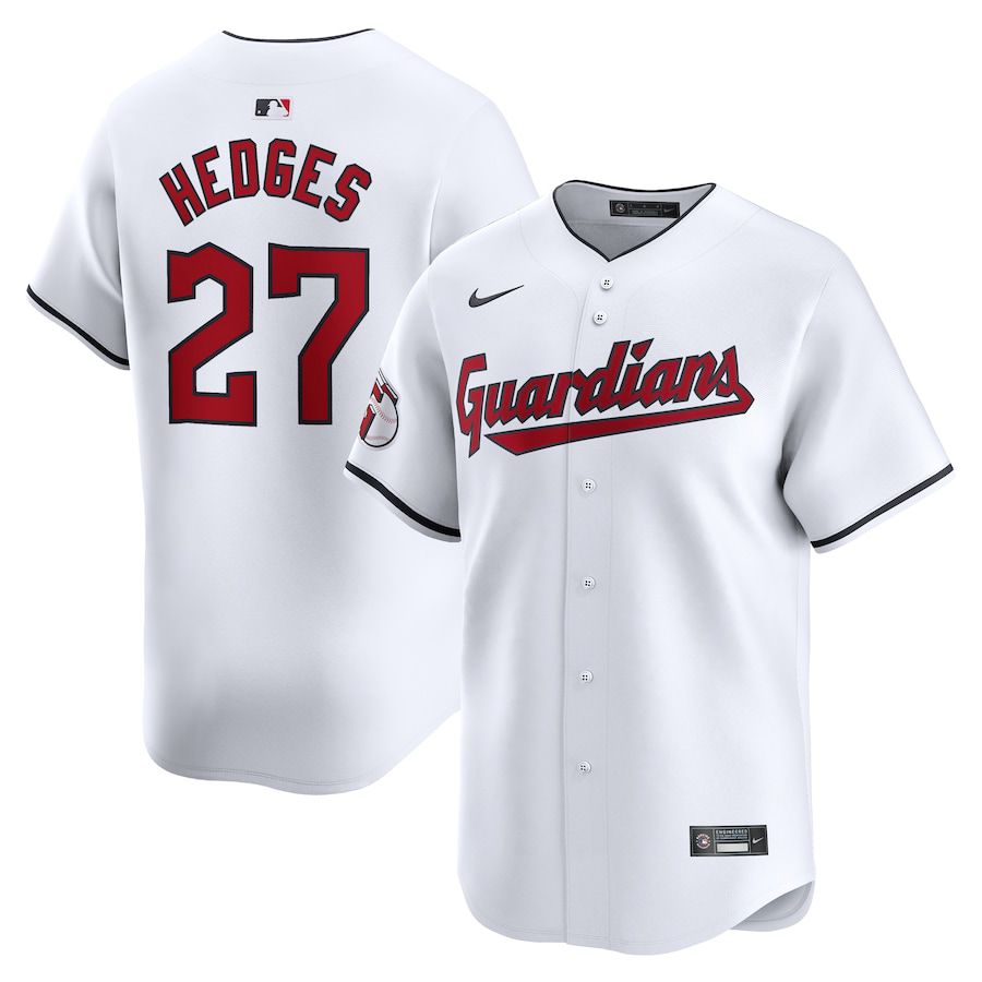 Men Cleveland Guardians #27 Austin Hedges Nike White Home Limited Player MLB Jersey->->MLB Jersey